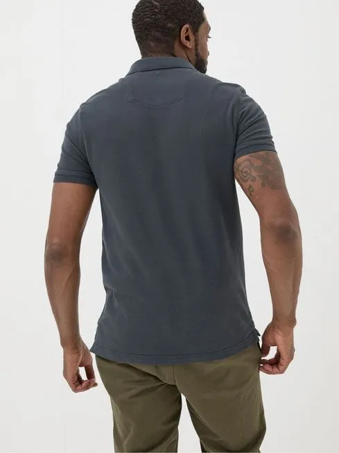 Men Fatface Polo Shirts Black 100 Cotton Cotton Pique Polo Shirt