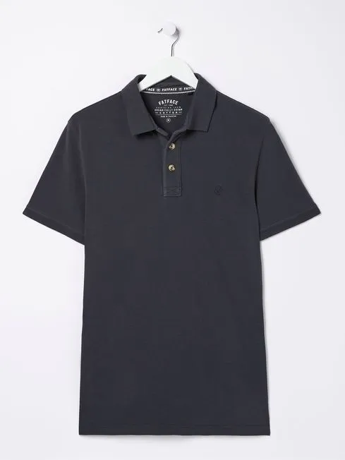Men Fatface Polo Shirts Black 100 Cotton Cotton Pique Polo Shirt