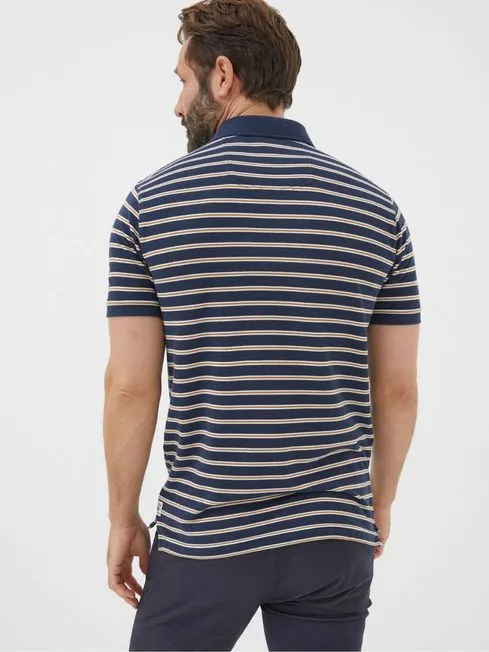 Men Fatface Polo Shirts Blue Stripe Polo Shirt