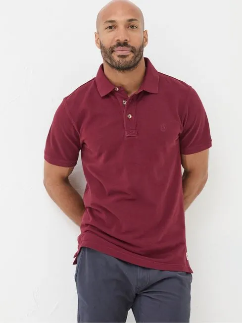 Men Fatface Polo Shirts Red Pique Polo Shirt