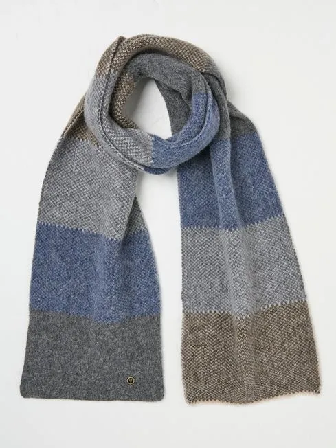 Men Fatface Scarves Grey Lambswool Colourblock Scarf