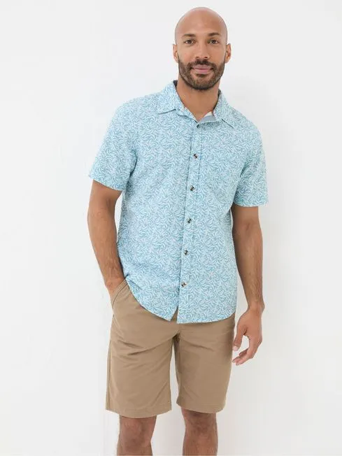 Men Fatface Shirts Banana Blue Leaf Print Shirt
