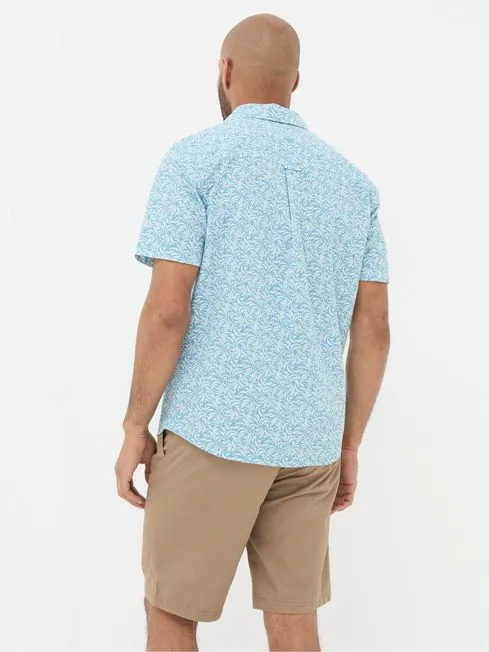 Men Fatface Shirts Banana Blue Leaf Print Shirt