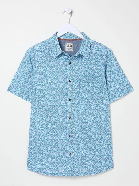 Men Fatface Shirts Banana Blue Leaf Print Shirt