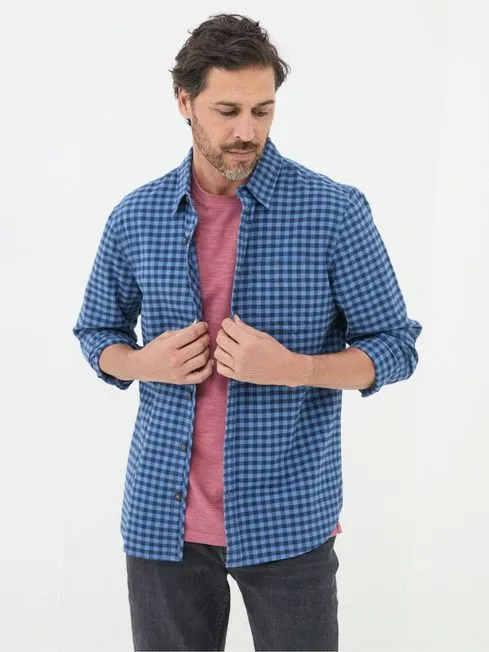 Men Fatface Shirts Blue Everly Gingham Shirt