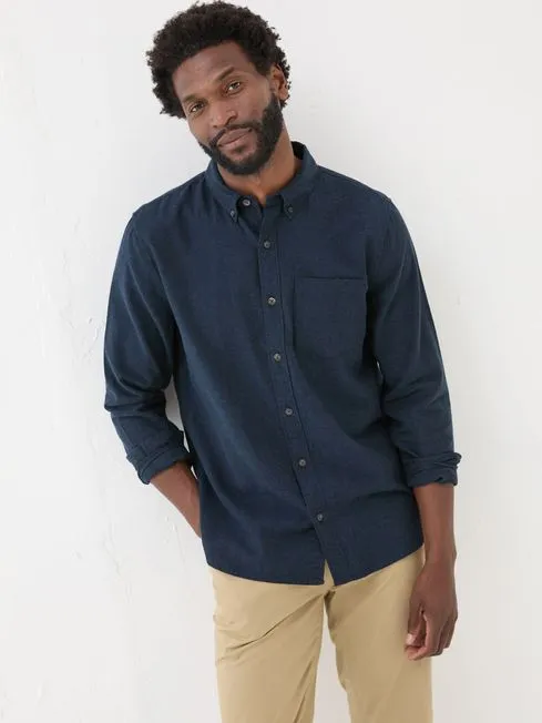 Men Fatface Shirts Blue Navy Long Sleeve Oxlow Plain 100 Cotton Shirt