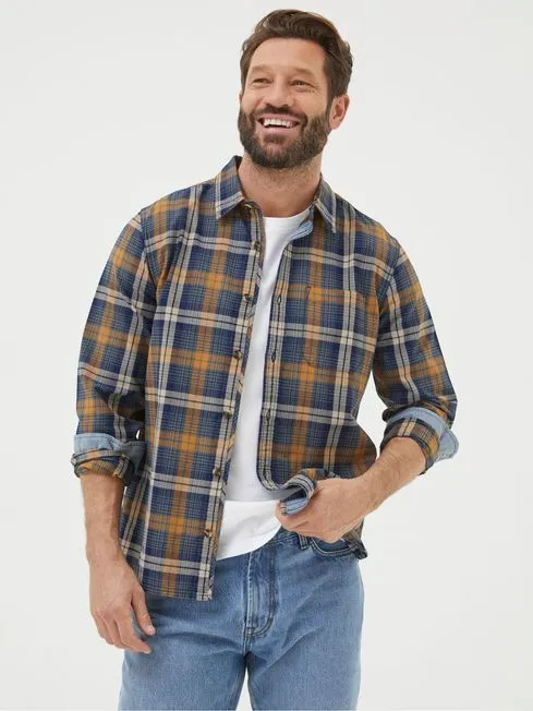 Men Fatface Shirts Bonby Blue Indigo Check Shirt