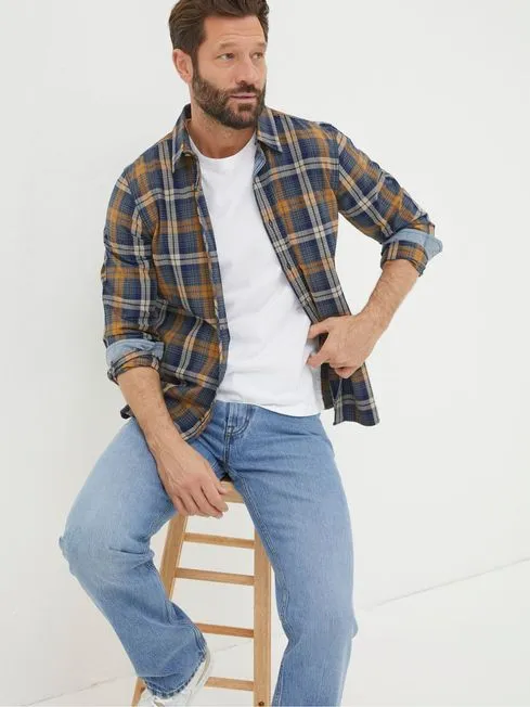Men Fatface Shirts Bonby Blue Indigo Check Shirt