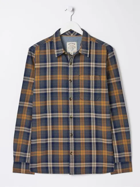 Men Fatface Shirts Bonby Blue Indigo Check Shirt