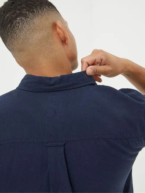 Men Fatface Shirts Bugle Navy Blue Linen Cotton Shirt Men Fatface Shirts Bugle Navy Blue Linen Cotton Shirt