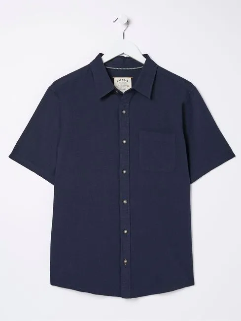 Men Fatface Shirts Bugle Navy Blue Linen Cotton Shirt Men Fatface Shirts Bugle Navy Blue Linen Cotton Shirt