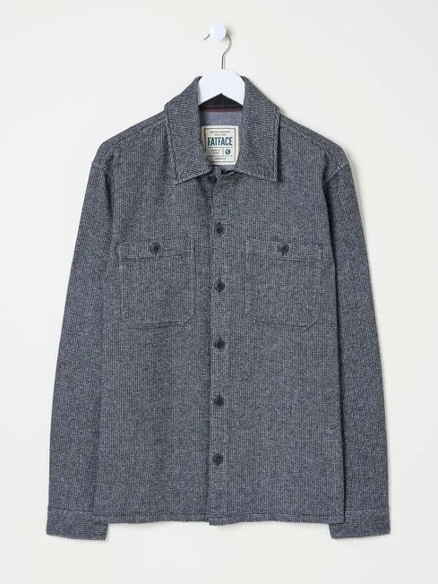 Men Fatface Shirts Dark Grey Long Sleeve Blyth Plain 100 Cotton Shirt