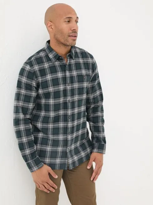 Men Fatface Shirts Dark Teal Long Sleeve Brent Check 100 Cotton Shirt Men Fatface Shirts Dark Teal Long Sleeve Brent Check 100 Cotton Shirt