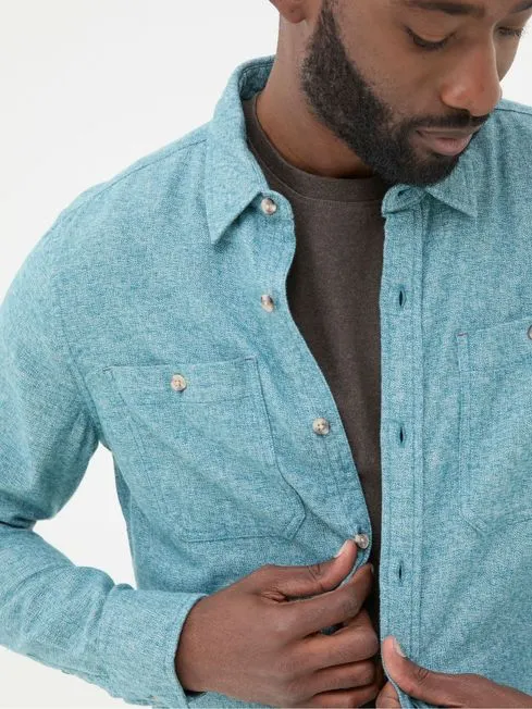 Men Fatface Shirts Green Long Sleeve Malton Shirt