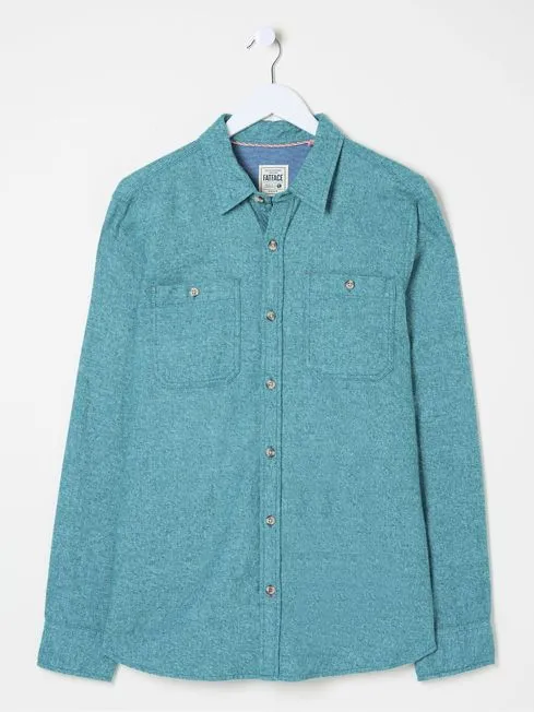 Men Fatface Shirts Green Long Sleeve Malton Shirt