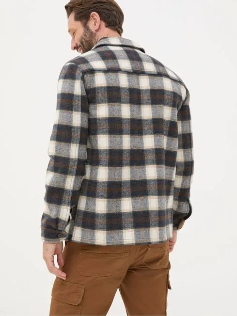 Men Fatface Shirts Milton Dark Brown Check Overshirt