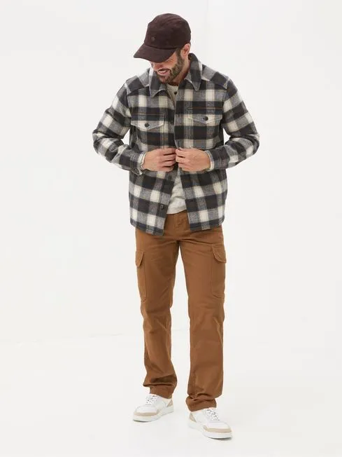 Men Fatface Shirts Milton Dark Brown Check Overshirt