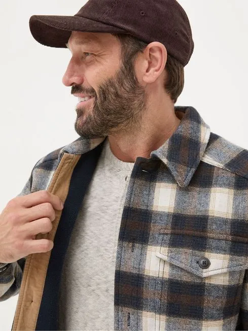 Men Fatface Shirts Milton Dark Brown Check Overshirt
