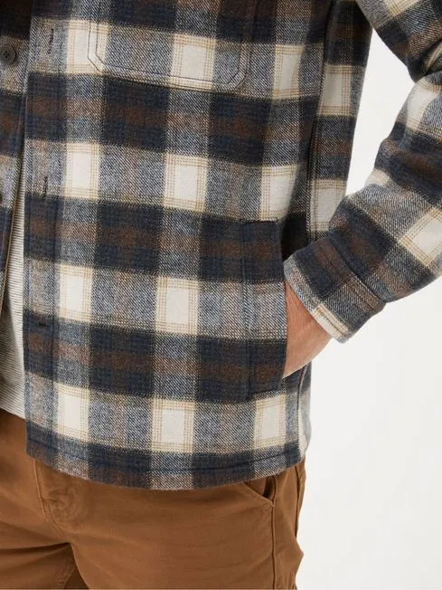 Men Fatface Shirts Milton Dark Brown Check Overshirt