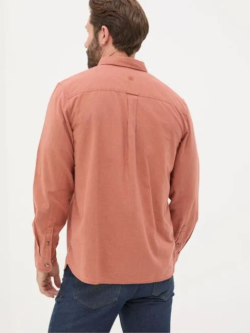 Men Fatface Shirts Orange Long Sleeve Tadlow Shirt