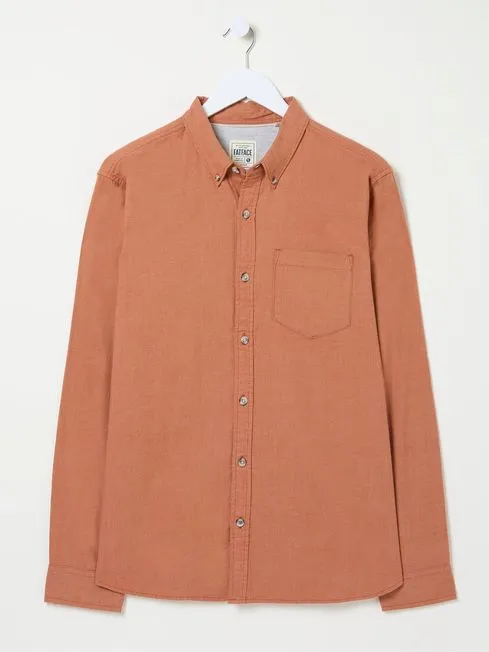 Men Fatface Shirts Orange Long Sleeve Tadlow Shirt