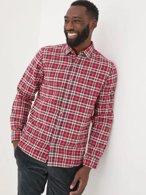 Men Fatface Shirts Red Long Sleeve Otley Check 100 Cotton Shirt