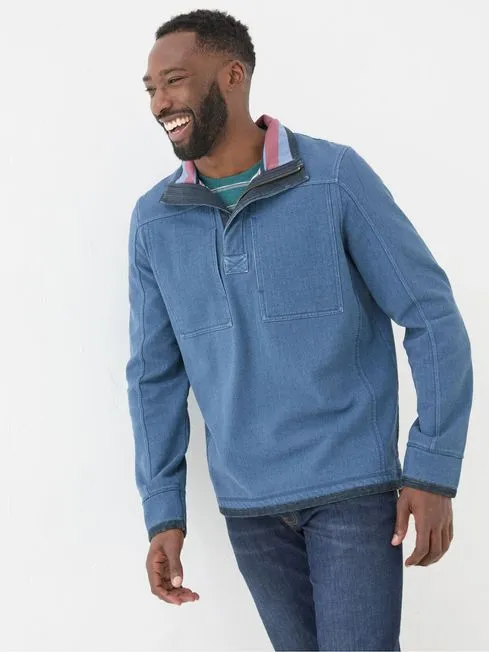 Men Fatface Sweatshirts and Hoodies Airlie Blue Panel Sweatshirt