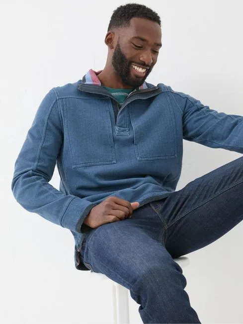 Men Fatface Sweatshirts and Hoodies Airlie Blue Panel Sweatshirt