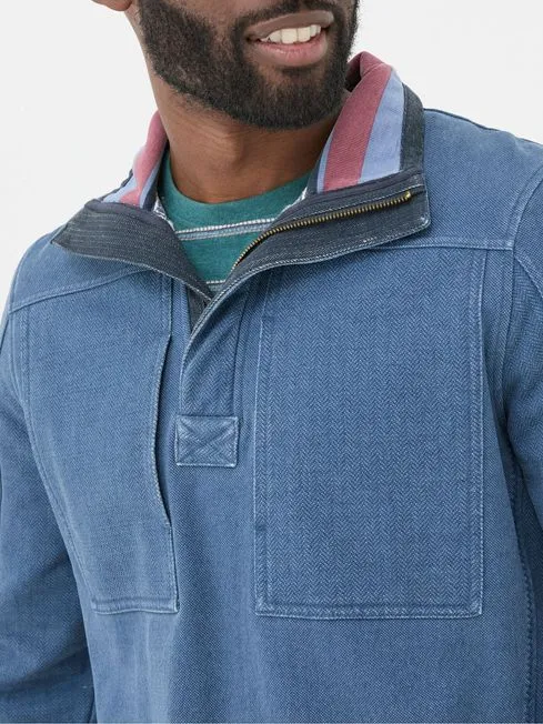 Men Fatface Sweatshirts and Hoodies Airlie Blue Panel Sweatshirt