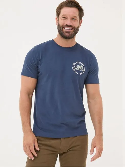 Men Fatface TShirts Blue Hill Seekers TShirt