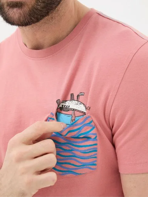 Men Fatface TShirts Boat Orange Chest Pocket TShirt Men Fatface TShirts Boat Orange Chest Pocket TShirt
