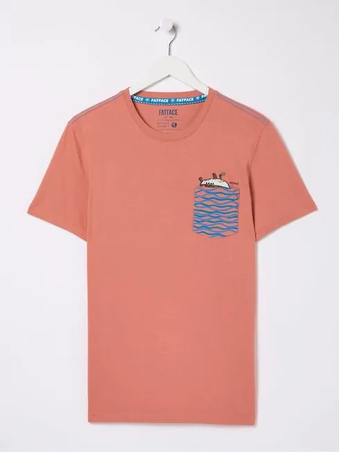 Men Fatface TShirts Boat Orange Chest Pocket TShirt Men Fatface TShirts Boat Orange Chest Pocket TShirt