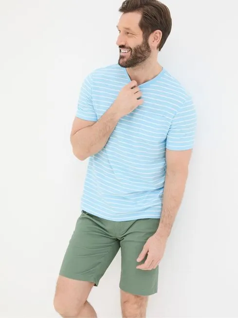 Men Fatface TShirts Judes Blue Painted Stripe TShirt