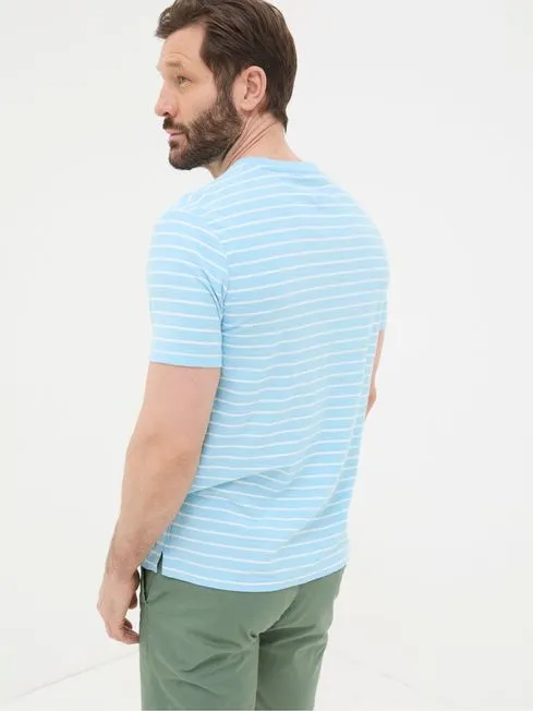 Men Fatface TShirts Judes Blue Painted Stripe TShirt
