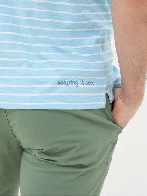 Men Fatface TShirts Judes Blue Painted Stripe TShirt
