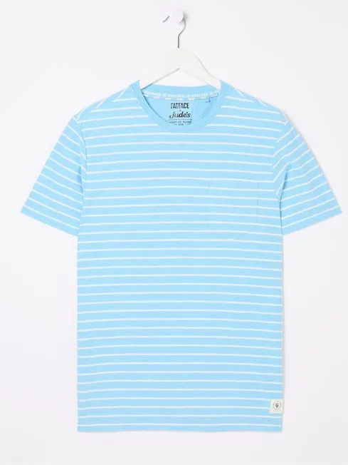 Men Fatface TShirts Judes Blue Painted Stripe TShirt