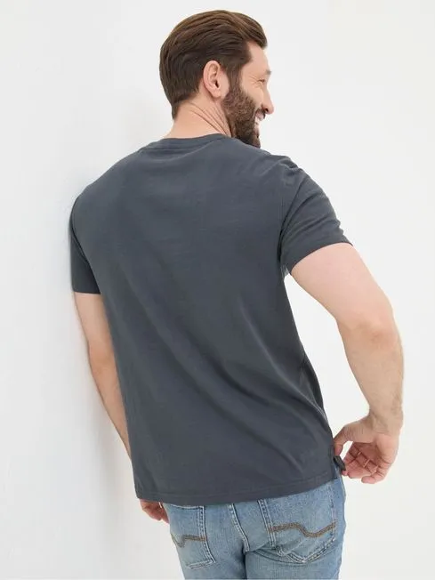 Men Fatface TShirts Lulworth Dark Grey 100 Cotton Organic Crew TShirt
