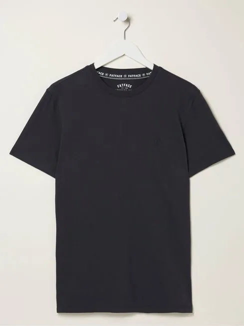Men Fatface TShirts Lulworth Dark Grey 100 Cotton Organic Crew TShirt
