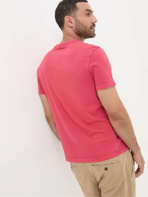 Men Fatface TShirts Lulworth Red Organic Crew TShirt