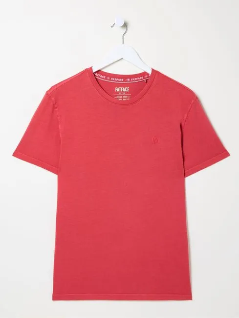 Men Fatface TShirts Lulworth Red Organic Crew TShirt