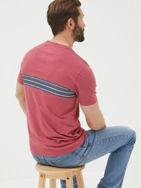 Men Fatface TShirts Pink Chest Stripe Badge TShirt Men Fatface TShirts Pink Chest Stripe Badge TShirt