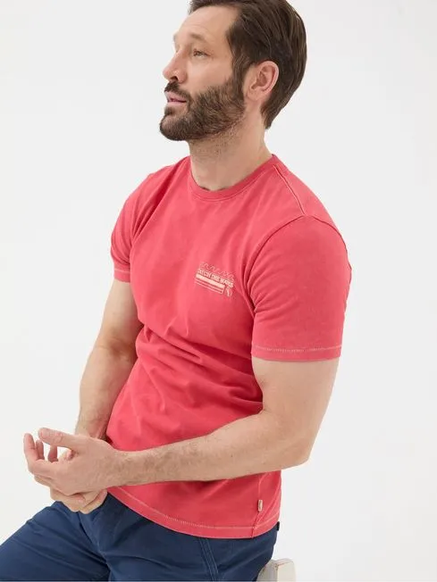 Men Fatface TShirts Red Surf Sketch TShirt