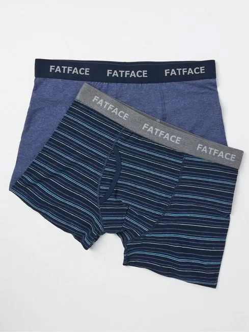 Men Fatface Underwear Blue Barton Stripe Boxers 2 Pack