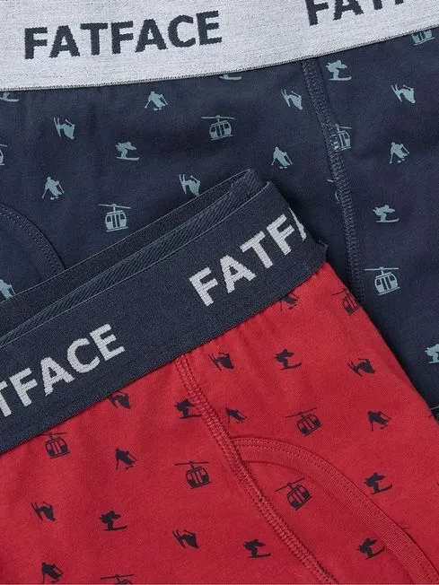 Men Fatface Underwear Red Ski Scene Boxers 2 Pack Men Fatface Underwear Red Ski Scene Boxers 2 Pack