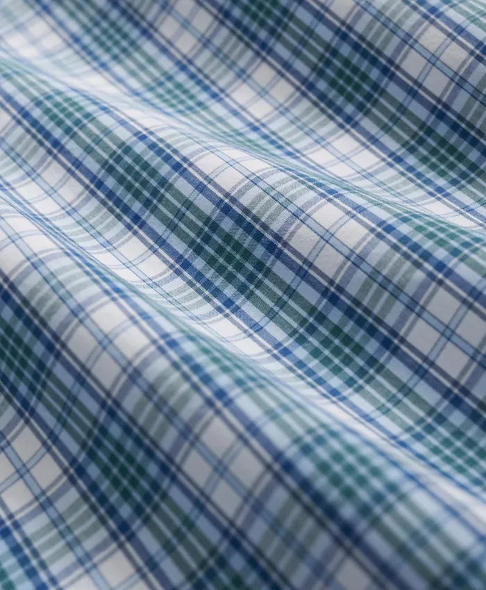 Men Friday Shirt Poplin Tattersall Bluegreen Brooks Brothers Sport Shirts