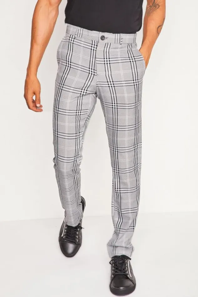 Men Gray Check Pants Grey Brentiny Paris Pants