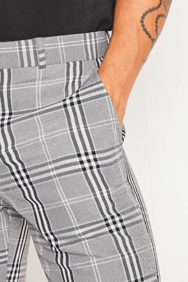 Men Gray Check Pants Grey Brentiny Paris Pants