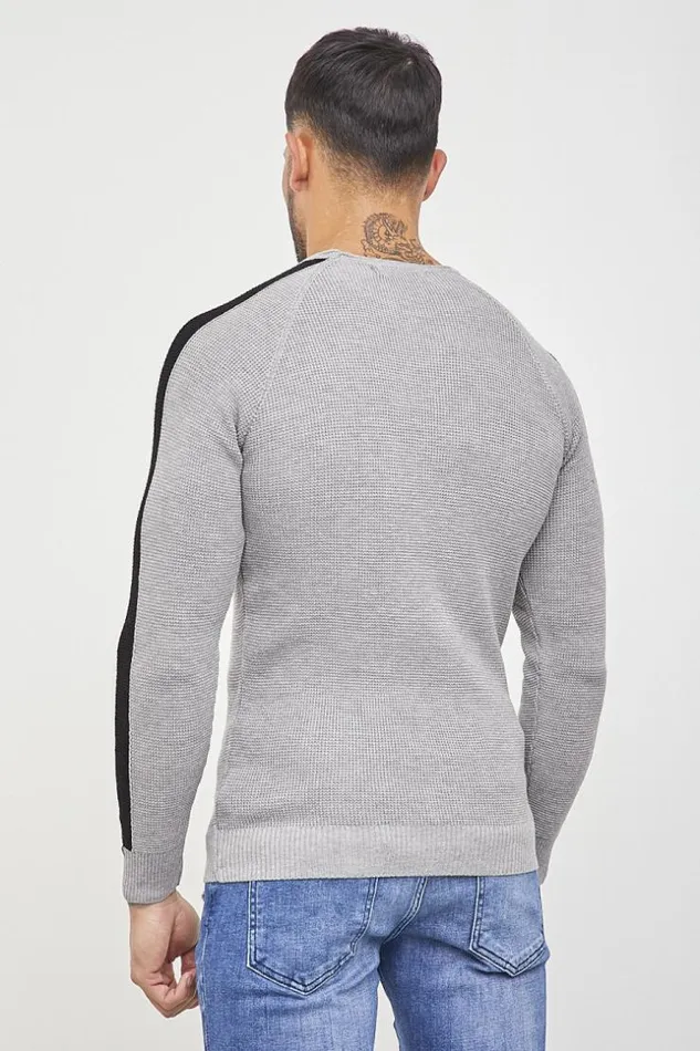 Men Gray Jumper With Stripes Grey Brentiny Paris Sweatshirts and Pullovers