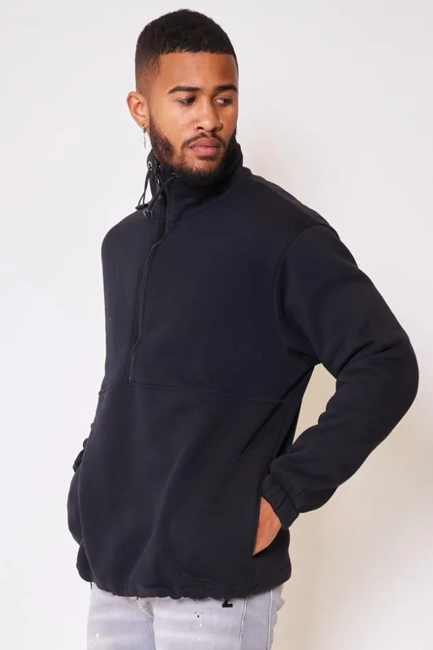 Men Half Zip Sweatshirt In Black Black Brentiny Paris Sweatshirts and Pullovers