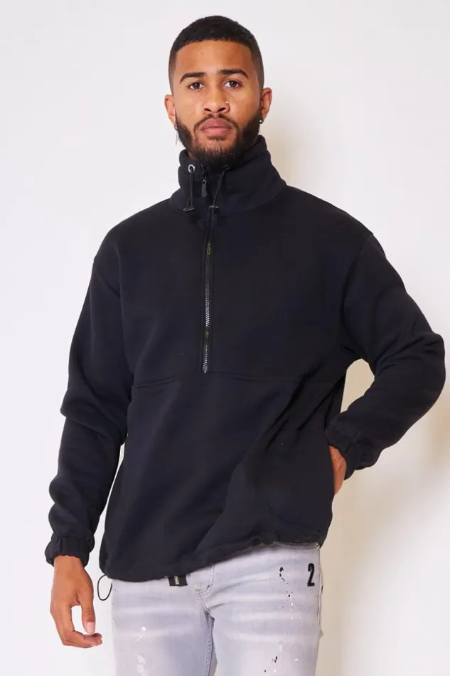 Men Half Zip Sweatshirt In Black Black Brentiny Paris Sweatshirts and Pullovers